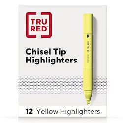 HIGHLIGHTERS, TANK, CHISEL TIP, WITH GRIP, YELLOW, 12/CT LARGE