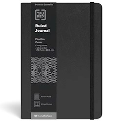 JOURNAL, RULED, FLEXIBLE COVER, MEDIUM, TRU RED, BLACK LARGE