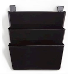LETTER HOLDER, WALL FILE, 3-POCKET, TRU RED, BLACK LARGE