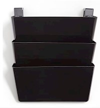 LETTER HOLDER, WALL FILE, 3-POCKET, TRU RED, BLACK MAIN