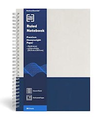 NOTEBOOK, HARD COVER, RULED, MEDIUM, TRU RED, GREY/BLUE LARGE