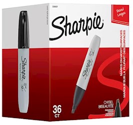 PERMANENT MARKERS, SHARPIE, CHISEL TIP, BLACK, 36/CT LARGE