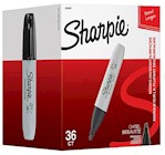 PERMANENT MARKERS, SHARPIE, CHISEL TIP, BLACK, 36/CT THUMBNAIL