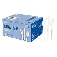 CUTLERY, PLASTIC, MEDIUM-WEIGHT, WHITE, PERK, 300 ASSORTED/PK MAIN