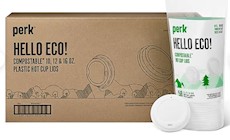 LIDS, FOR HOT CUPS, PLASTIC, PERK, COMPOSTABLE, 10/12/16 OZ., WHITE, 500/CT THUMBNAIL