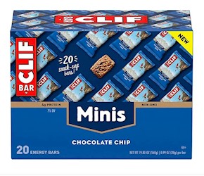 ENERGY BARS, CLIF, MINI, CHOCOLATE CHIP, 1 OZ., 20/CT LARGE