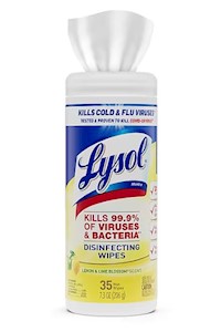DISINFECTANT WIPES, LYSOL, LEMON & LIME BLOSSOM SCENT, 35 CANS/CT MAIN