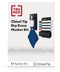 DRY ERASE KIT, CHISEL TIP, ASSORTED COLORS, TRU RED, WITH ERASER/SPRAY/CLOTH/TRAYS/MARKERS LARGE
