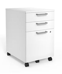FILE CABINET, 3-DRAWER, LETTER/LEGAL, MOBILE/PEDISTAL, WHITE, 21" LARGE