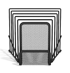 LETTER HOLDER, 6 COMPARTMENT, TRU RED, WIRE MESH, MATTE BLACK LARGE