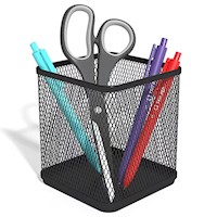 UTENCIL HOLDER, WIRE MESH, STACKABLE, TRU RED, MATTE BLACK MAIN