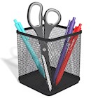 UTENCIL HOLDER, WIRE MESH, STACKABLE, TRU RED, MATTE BLACK THUMBNAIL