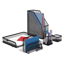 ORGANIZER SET, 5 PIECE, TRU RED, WIRE MESH, MATTE BLACK LARGE