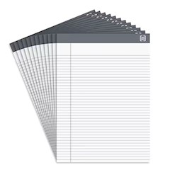 NOTEPADS, NARROW RULED, WHITE, 8.5" X 11.75", 50 SHEETS/PAD, 12 PADS/CT LARGE