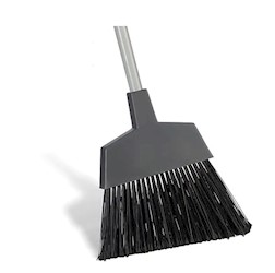 BROOM, ANGLED, 12"  HEAD, 53" HANDLE, GRAY, "FLAGGED BRISTLES" LARGE