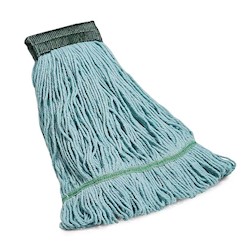 WET MOP HEAD, LOOPED END, MEDIUM, RECYCLED, BLUE, 5" HEADBAND LARGE