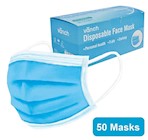 FACE MASK, DISPOSABLE, EARLOOP STYLE, BLUE 50/BOX THUMBNAIL