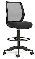 DRAFTING STOOL, UNION & SCALE ESSENTIALS, MESH BLACK FABRIC, ADJUSTABLE HEIGHT, BLACK LARGE