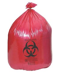 10 GALLON, RED, 1.1 MIL, HEALTHCARE BAGS, INFECTIOUS WASTE BAGS, 500/CT MAIN