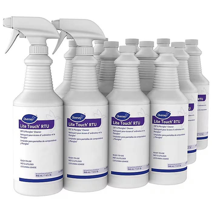 GLASS CLEANER, CRT & PLEXIGLASS CLEANER, DIVERSEY LITE TOUCH, 32 OZ., 12/CT LARGE