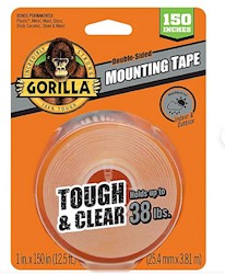 MOUNTING TAPE, DOUBLE-SIDED, GORILLA, CLEAR, 1" X 12.5' LARGE