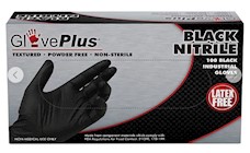 DISPOSABLE GLOVES, LARGE, BLACK, NITRILE, POWDER-FREE, GLOVEPLUS, 100/BOX THUMBNAIL