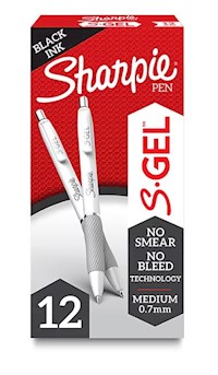 PENS, GEL, RETRACTABLE, SHARPIE S-GEL, MEDIUM POINT, BLACK INK, 12/CT MAIN