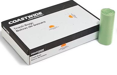 33 GALLON, 0.8 MIL, GREEN, 33" X 39", LOW DENSITY, COASTWIDE PROFESSIONAL, 200/CT LARGE
