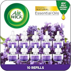 AIR FRESHENER, AIR WICK, ESSENTIAL OILS, REFILL, LAVENDAR & CHAMOMILE, 0.67 OZ., 10/PK LARGE