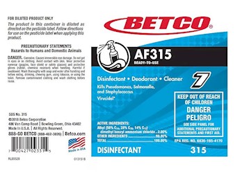REPLACEMENT LABELS, BETCO AF315, 6", FITS ON TRIGGER SPRAY BOTTLES, 24/CT LARGE