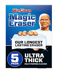 CLEANING PADS, MR. CLEAN MAGIC ERASER, ULTRA THICK, WHITE, 5/CT LARGE