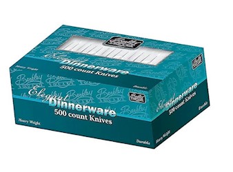 KNIVES, PLASTIC, BERKLEY SQUARE, HEAVY-WEIGHT, WHITE, 500/CT LARGE
