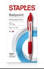 PENS, BALLPOINT, RETRACTABLE, FINE POINT, RED INK, 12/CT THUMBNAIL