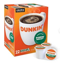 COFFEE, MEDIUM ROAST, DUNKIN' DECAF, KEURIG K-CUP PODS, 22/CT LARGE