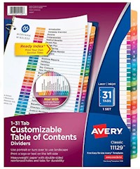 DIVIDERS, AVERY READY INDEX, TABLE OF CONTENTS, PAPER, 1-31 TABS, MULTICOLOR MAIN