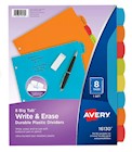 DIVIDERS, 8 TABS, PLASTIC, AVERY, WRITE & ERASE, MULTICOLOR, 1 SET THUMBNAIL