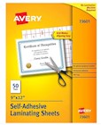 LAMINATING SHEETS, AVERY, SELF ADHESIVE, LETTER SIZE, 9" X 12", 50/CT THUMBNAIL