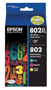 INK, CARTRIDGE, HIGH YIELD, EPSON T802XL/T802, BLACK, 4/CT MAIN