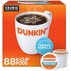 COFFEE, MEDIUM ROAST, DUNKIN' FRENCH VANILLA, KEURIG K-CUP PODS, 88/CT LARGE
