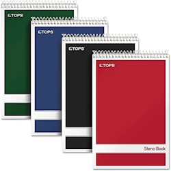 NOTEBOOKS, GREGG RULED, 6" X 9", ASSORTED COLORS, 80 SHEETS, 4/CT LARGE