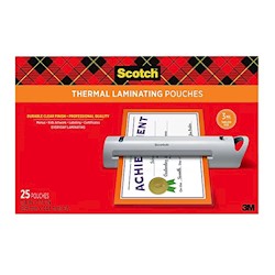 LAMINATING POUCHES, THERMAL, SCOTCH, MENU SIZE, 3 MIL, 25/CT LARGE