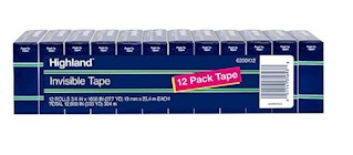 TAPE, HIGHLAND, INVISIBLE, 0.75" X 27.77 YDS, 1" CORE, 12 ROLLS/CT THUMBNAIL