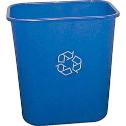 RECYCLING BIN, DESK-SIDE, 7 GALLONS, BLUE, 15"H x 14 1/2"W LARGE