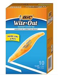 CORRECTION TAPE, BIC WITE-OUT, EXACT LINER, WHITE, 10/CT LARGE