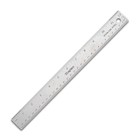 RULER, STANDARD, STAPLES, METAL, IMPERIAL/METRIC SCALES, SILVER, 12" THUMBNAIL