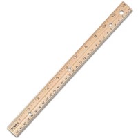 RULER, STAPLES, WOODEN, IMPERIAL/METRIC SCALES, 12" MAIN