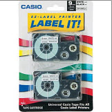 Tape Cassettes, for KL Label Makers, 9mm x 26 ft, black on white 2pk  MAIN