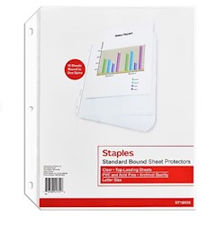 SHEET PROTECTOR, STANDARD WEIGHT, STAPLES, 8.5" X 11", CLEAR LARGE