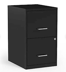 FILE CABINET, 2-DRAWER, VERTICAL, LETTER SIZE, LOCKABLE, BLACK, 18"D LARGE