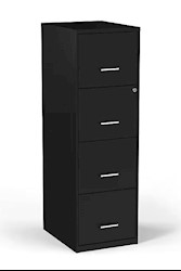FILE CABINET, 4-DRAWER, VERTICAL, LETTER SIZE, LOCKABLE, BLACK, 18"D LARGE